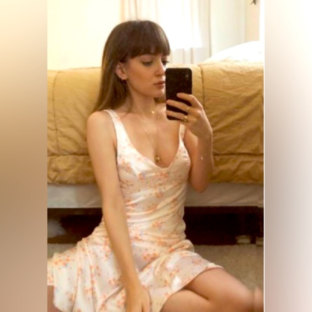 UO Paige Satin Floral MIDI Dress
